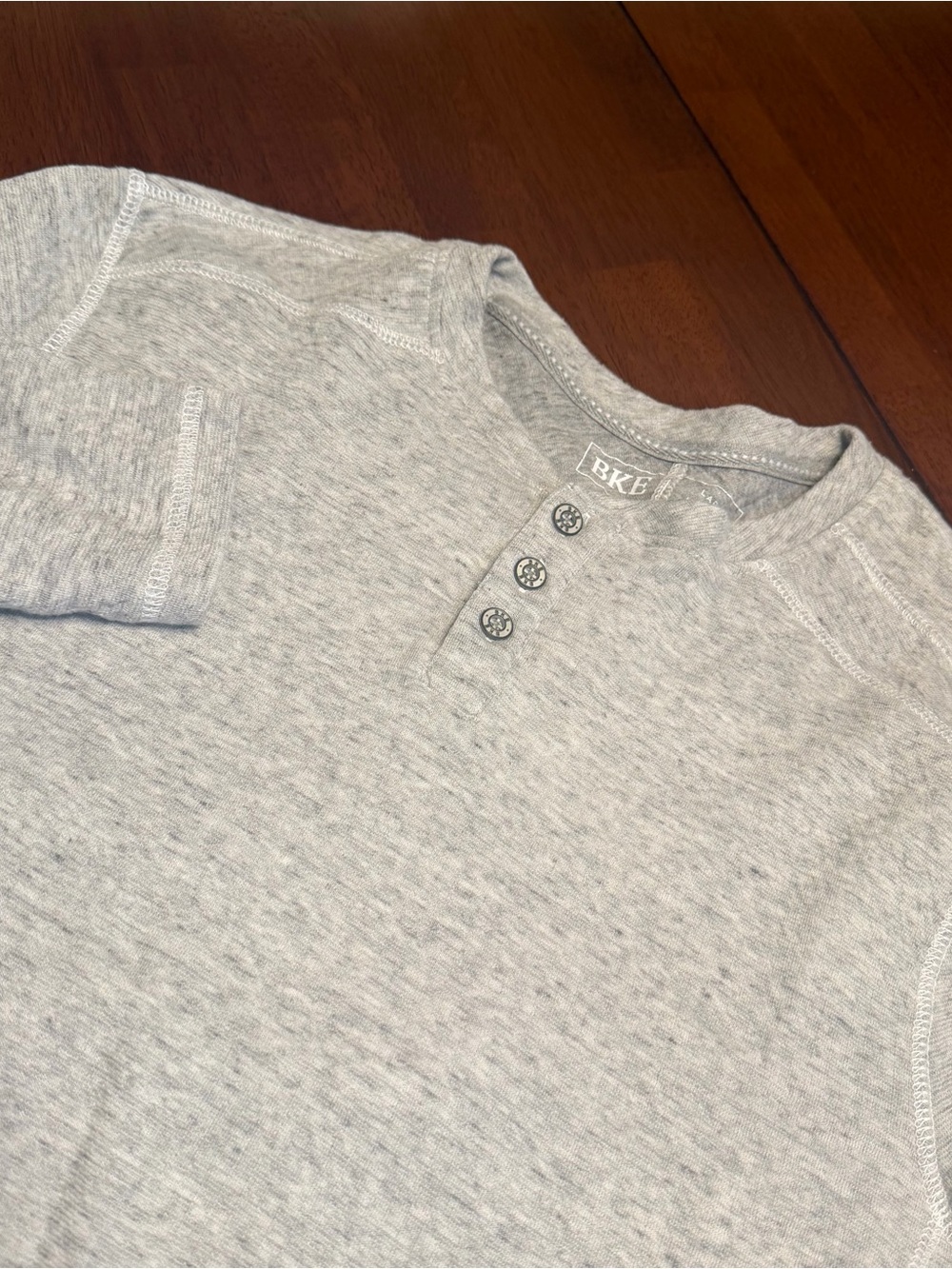 BKE Buckle Mens Long Sleeve Henley Shirt Size Large Heather Gray Soft Casual